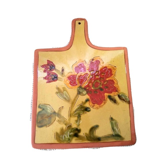 Cheese Board Trivet Decorative Floral Ceramic Nanette Vacher Ambiance 7.5" x 11" - Picture 5 of 13